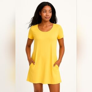 Isaac Mizrahi Women's Yellow Short Sleeve T Shirt Dress SP